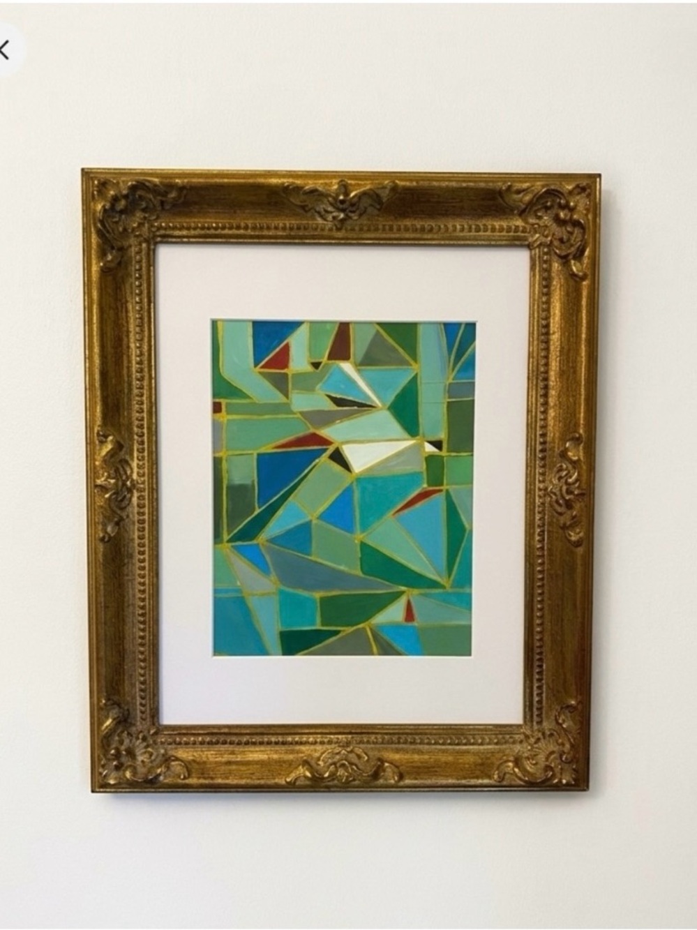Original Abstract contemporary painting 12”x9”Matted - Picture 2 of 3